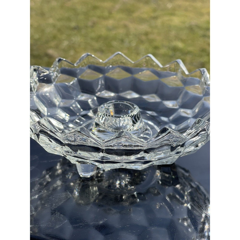 (1) Vintage Whitehall Clear Round Candlestick Holder Indiana Glass 6"